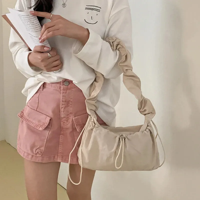 Uakiss Spring New Folded Retro Shoulder Bag Fashionable Elegant Nylon Cloud Bag Casual Versatile Unique High end Crossbody Bag