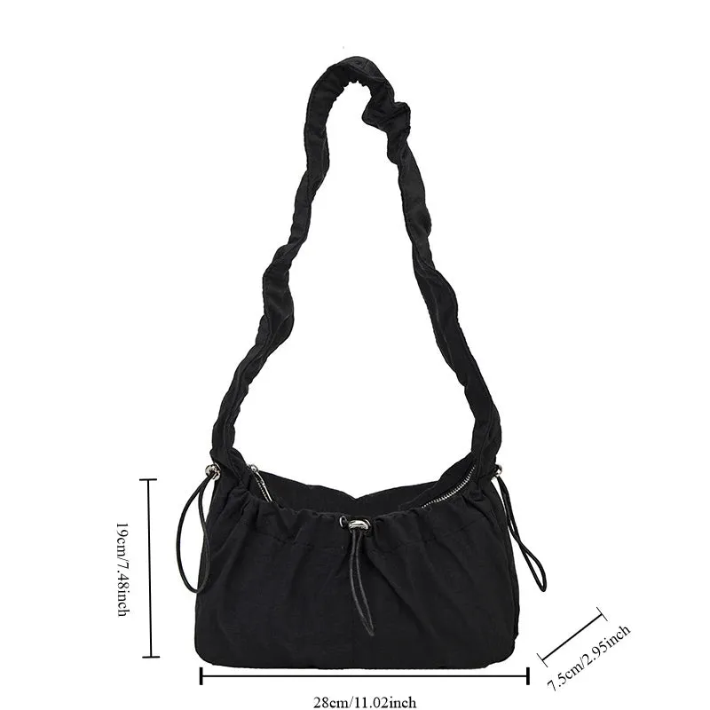 Uakiss Spring New Folded Retro Shoulder Bag Fashionable Elegant Nylon Cloud Bag Casual Versatile Unique High end Crossbody Bag