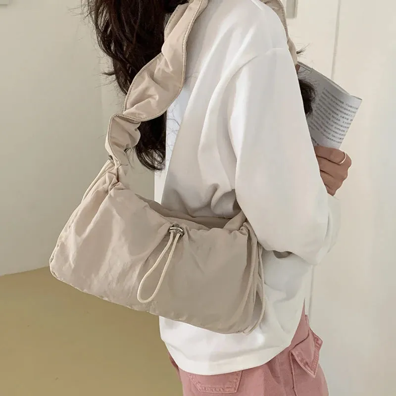 Uakiss Spring New Folded Retro Shoulder Bag Fashionable Elegant Nylon Cloud Bag Casual Versatile Unique High end Crossbody Bag