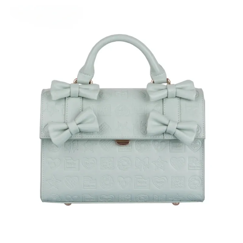 Uakiss Women Embossing Bow Top-Handle Bag Streetwear All Match Office Lady Shoulder Crossbody Bags Y2k Aesthetic Purses and Handbags