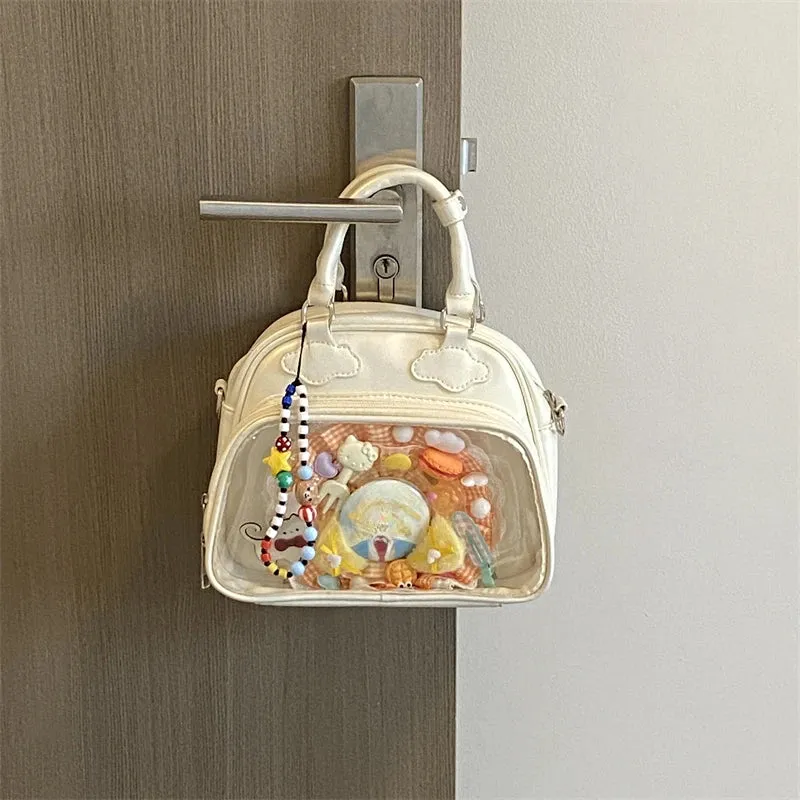 Uakiss Women Mini Top-Handle Bags Fashion Kawaii Sweet All Match Shoulder Ita Bag Y2k Aesthetic Casual Transparent Purses and Handbags