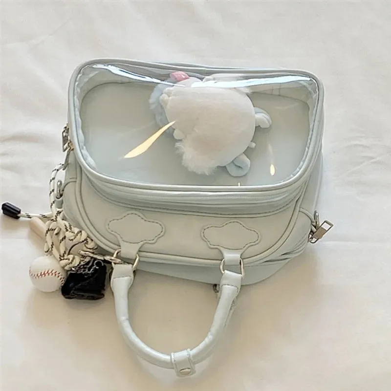 Uakiss Women Mini Top-Handle Bags Fashion Kawaii Sweet All Match Shoulder Ita Bag Y2k Aesthetic Casual Transparent Purses and Handbags