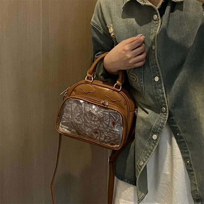 Uakiss Women Mini Top-Handle Bags Fashion Kawaii Sweet All Match Shoulder Ita Bag Y2k Aesthetic Casual Transparent Purses and Handbags