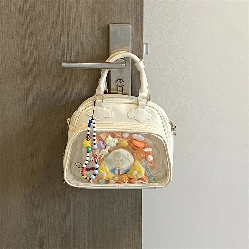 Uakiss Women Mini Top-Handle Bags Fashion Kawaii Sweet All Match Shoulder Ita Bag Y2k Aesthetic Casual Transparent Purses and Handbags