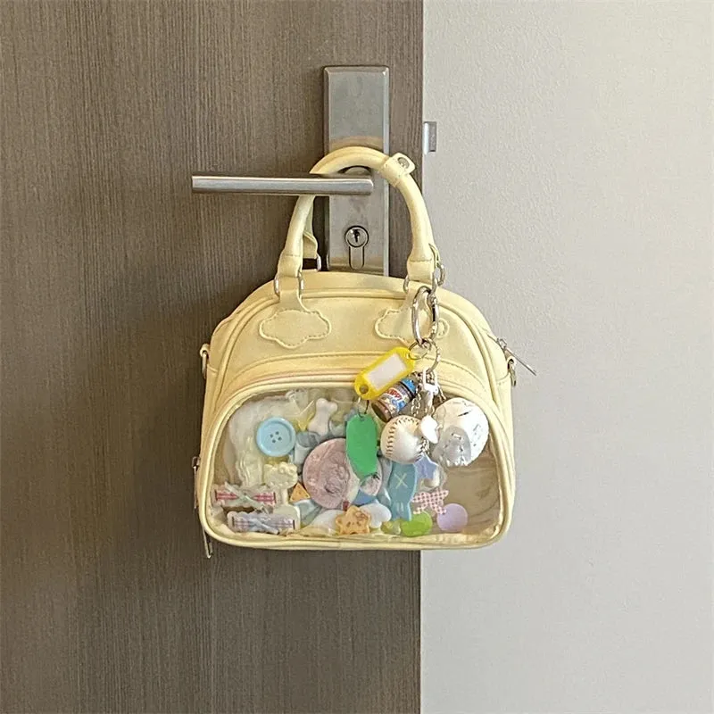 Uakiss Women Mini Top-Handle Bags Fashion Kawaii Sweet All Match Shoulder Ita Bag Y2k Aesthetic Casual Transparent Purses and Handbags