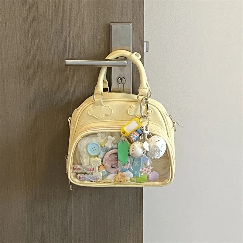 Uakiss Women Mini Top-Handle Bags Fashion Kawaii Sweet All Match Shoulder Ita Bag Y2k Aesthetic Casual Transparent Purses and Handbags