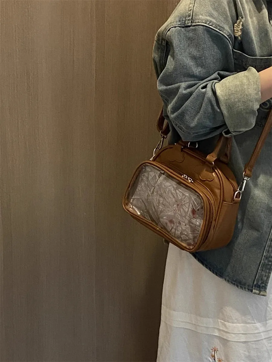 Uakiss Women Mini Top-Handle Bags Fashion Kawaii Sweet All Match Shoulder Ita Bag Y2k Aesthetic Casual Transparent Purses and Handbags