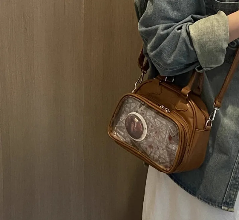 Uakiss Women Mini Top-Handle Bags Fashion Kawaii Sweet All Match Shoulder Ita Bag Y2k Aesthetic Casual Transparent Purses and Handbags