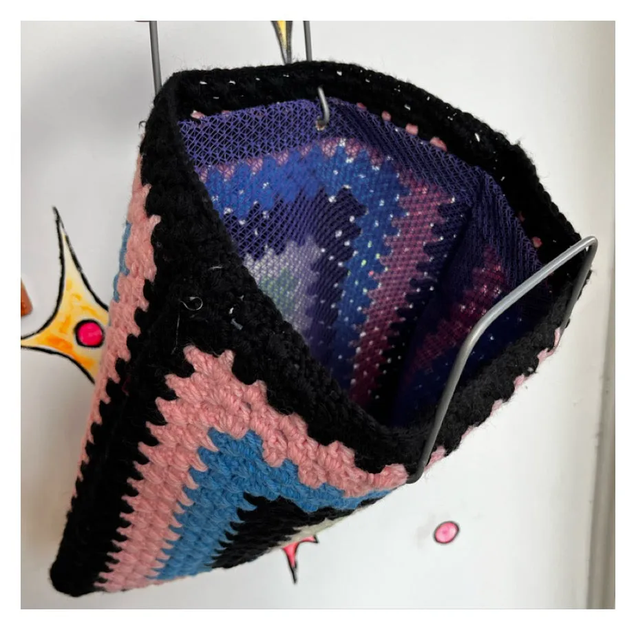 Vintage 1960's 60s | Rainbow Mod Boho Hippie Granny Square Tote Bag