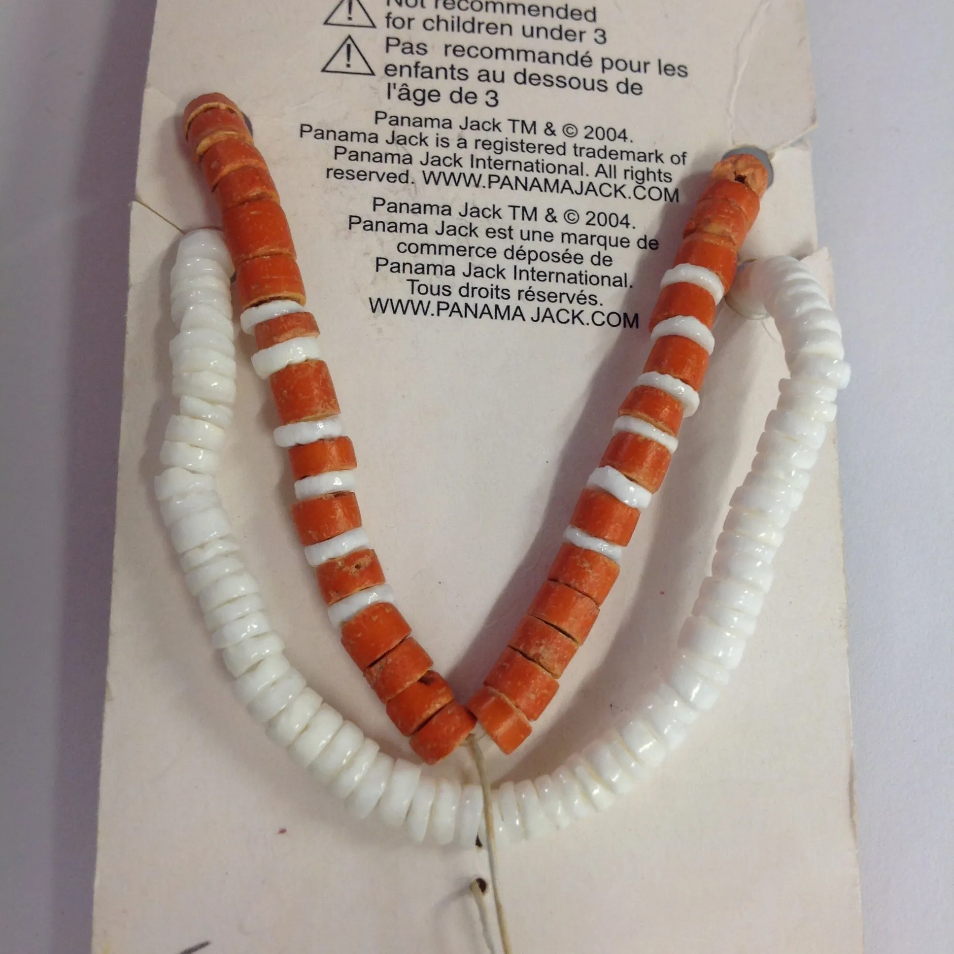 Vintage Authentic Panama Jack Duo Ankle Bracelet in Burnt Sienna with White Shell Flower