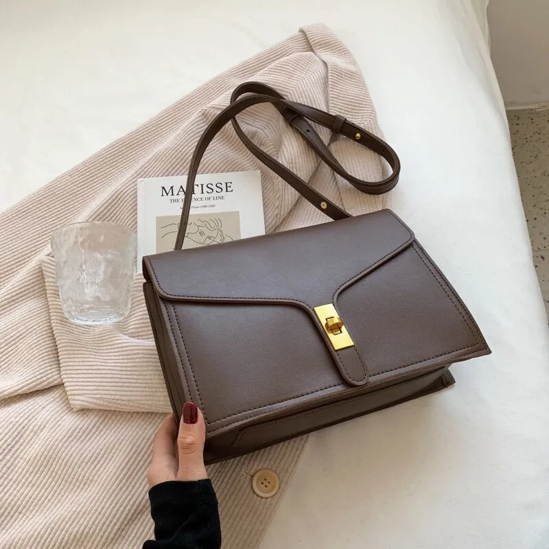 vintage Elegant Female Square Tote bag 2021 Fashion New High quality PU Leather Women's Handbag Travel Shoulder Messenger Bag