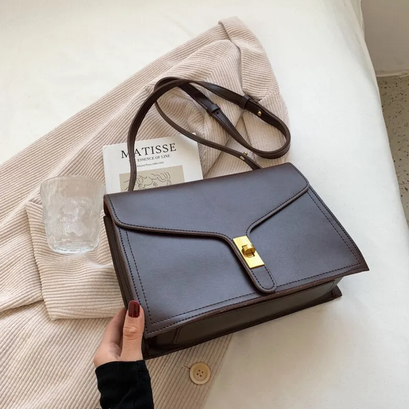 vintage Elegant Female Square Tote bag 2021 Fashion New High quality PU Leather Women's Handbag Travel Shoulder Messenger Bag