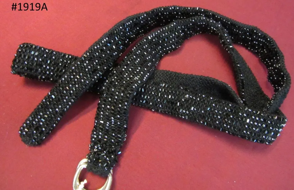 Waist Belt 6393 Black Shimmer Beaded Waist Belt Kamar Band