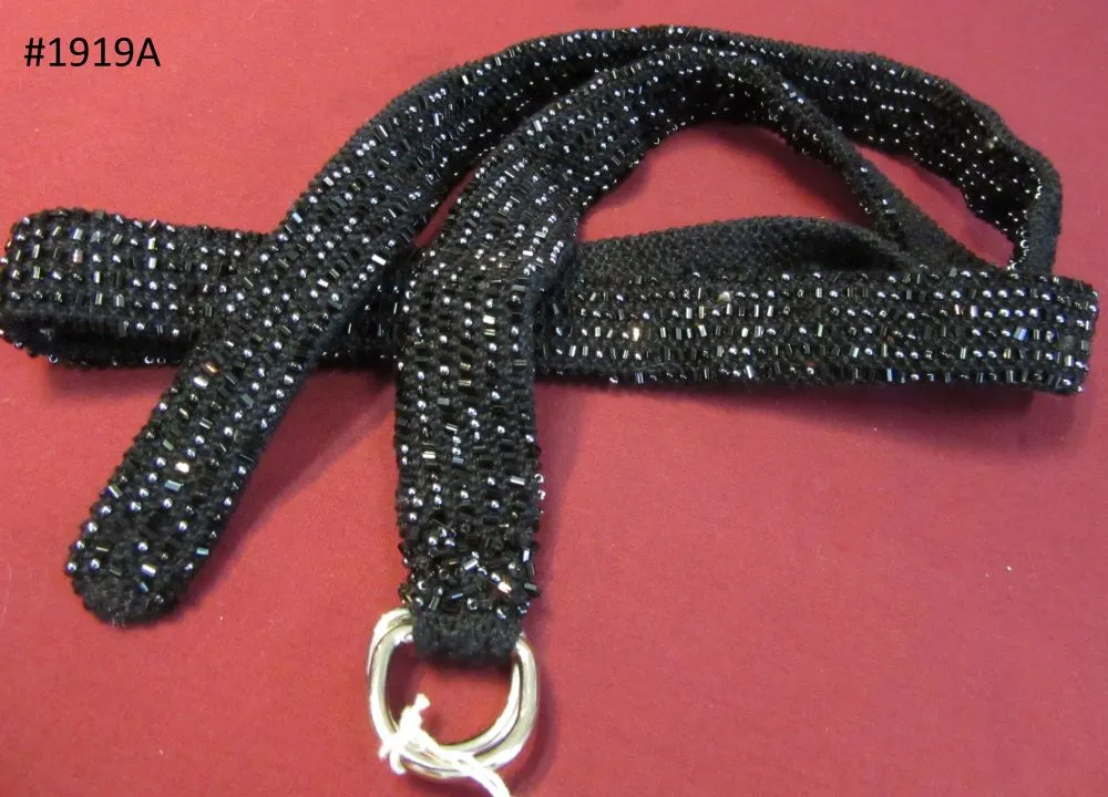 Waist Belt 6393 Black Shimmer Beaded Waist Belt Kamar Band