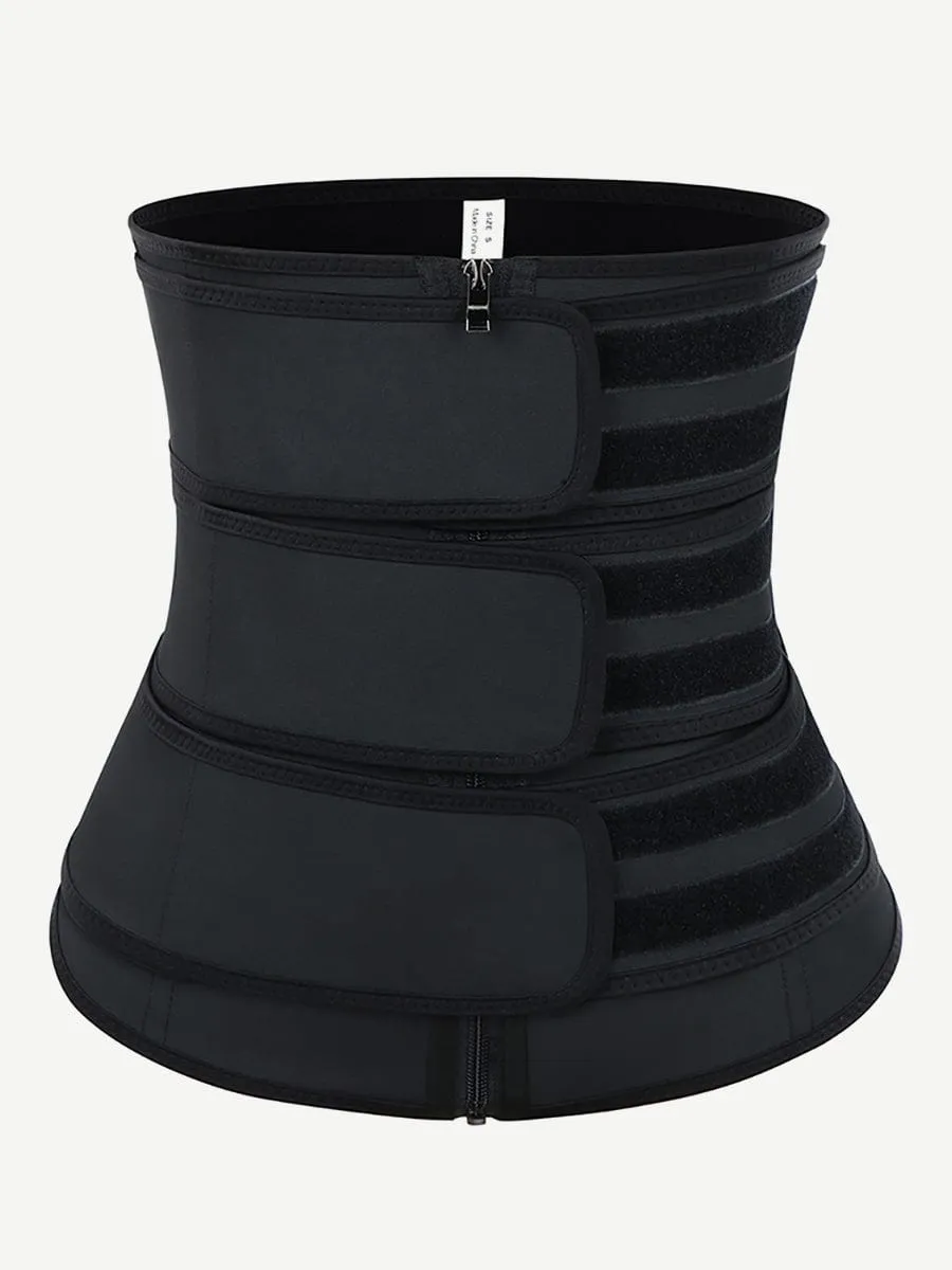 Wholesale Rose Red Tummy Waist Trainer 7 Steel Bones Latex Zipper Control Midsection