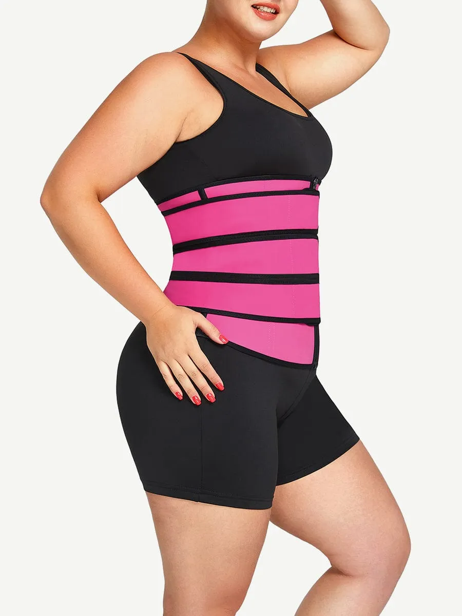Wholesale Rose Red Tummy Waist Trainer 7 Steel Bones Latex Zipper Control Midsection