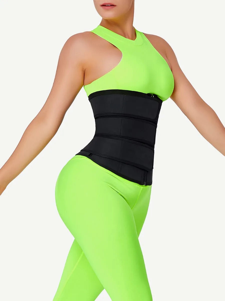 Wholesale Rose Red Tummy Waist Trainer 7 Steel Bones Latex Zipper Control Midsection