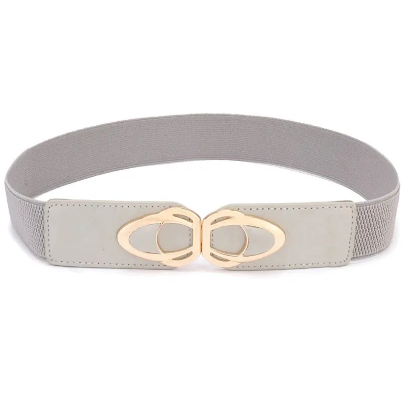 Wide Elastic Front Buckle Waist Belt
