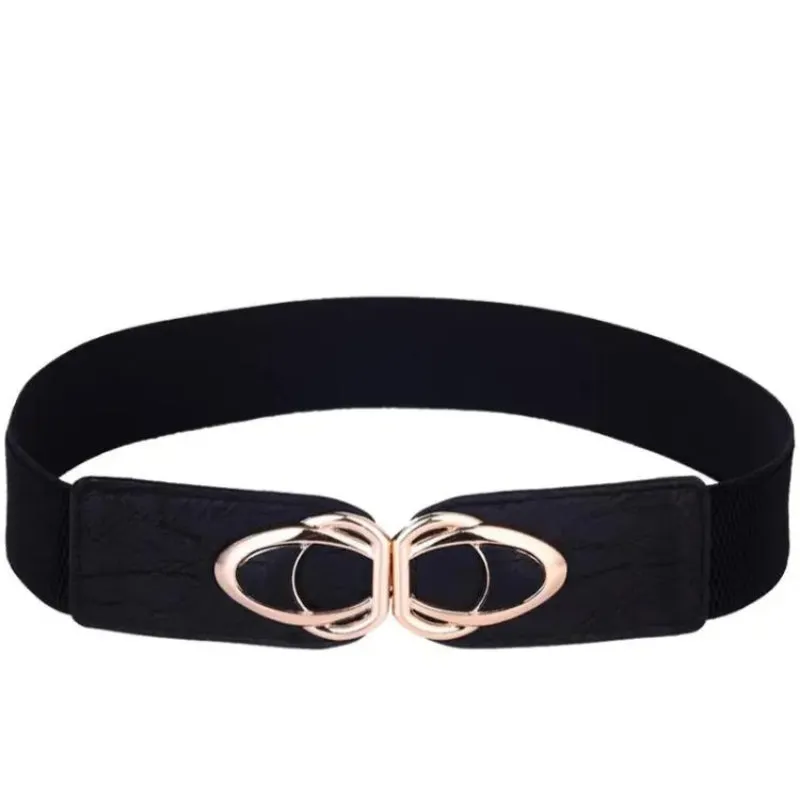 Wide Elastic Front Buckle Waist Belt