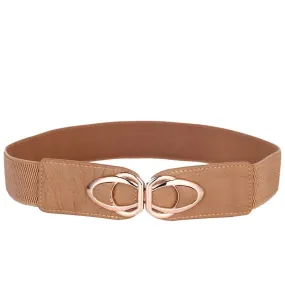 Wide Elastic Front Buckle Waist Belt