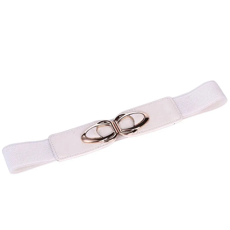 Wide Elastic Front Buckle Waist Belt