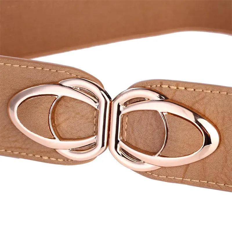 Wide Elastic Front Buckle Waist Belt