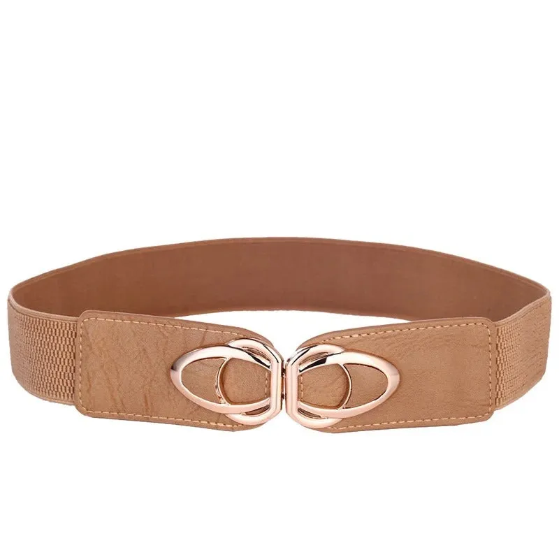 Wide Elastic Front Buckle Waist Belt