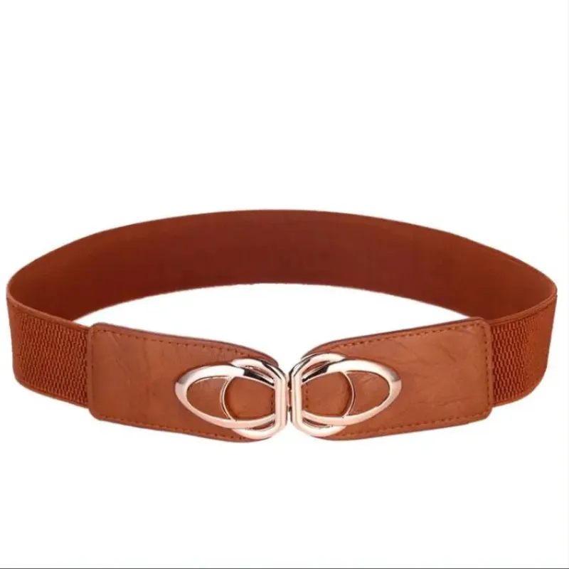 Wide Elastic Front Buckle Waist Belt