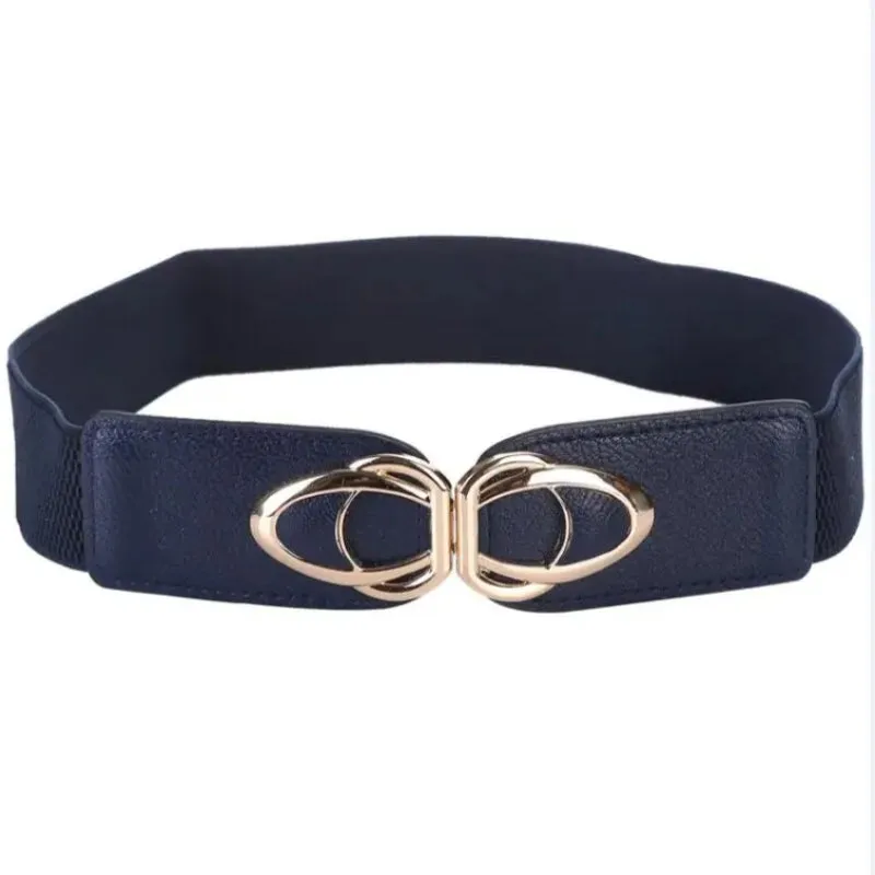 Wide Elastic Front Buckle Waist Belt