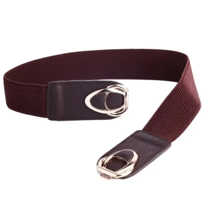 Wide Elastic Front Buckle Waist Belt