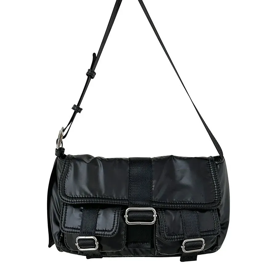 Y2K Style Silver Belt Design Small Pockets Underarm Bags for Women Korean Fashion Shoulder Bag Handbags and Purses