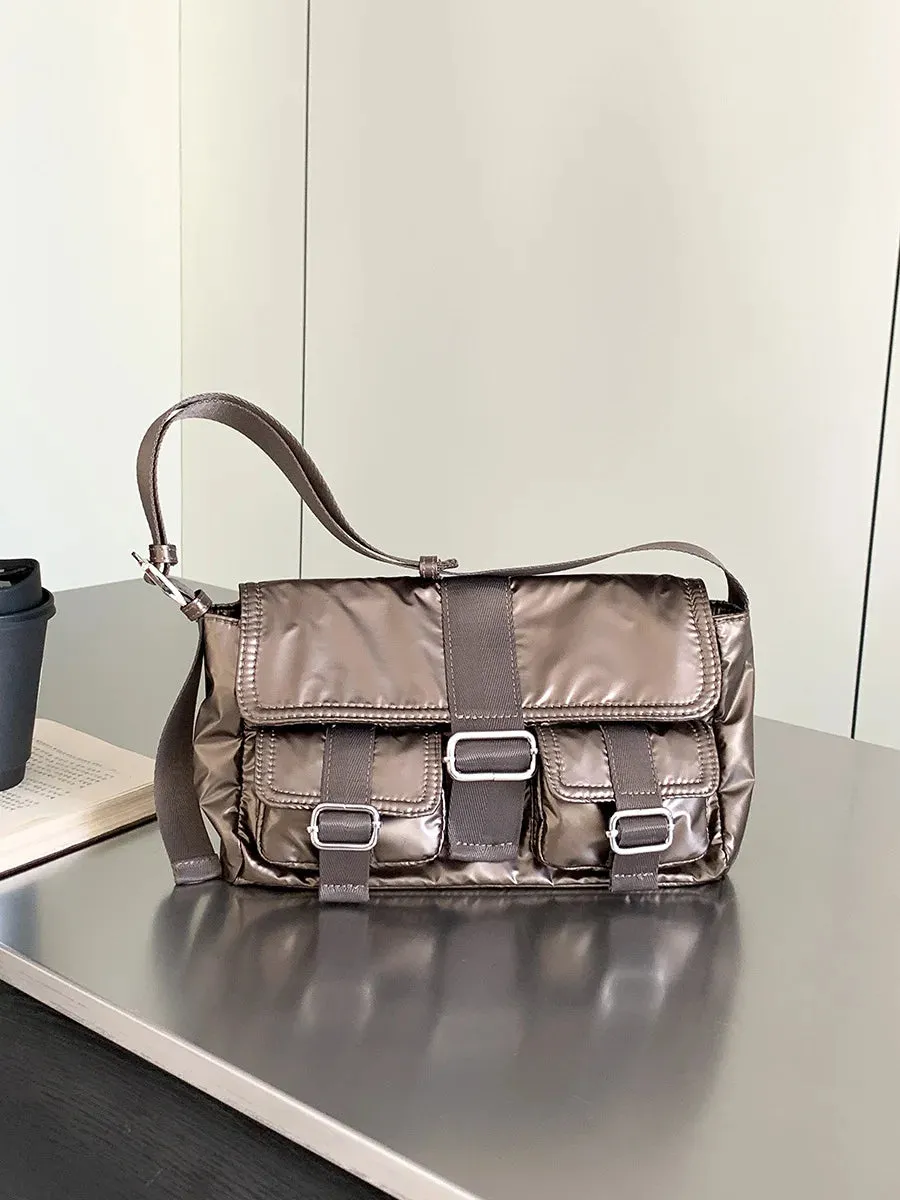 Y2K Style Silver Belt Design Small Pockets Underarm Bags for Women Korean Fashion Shoulder Bag Handbags and Purses
