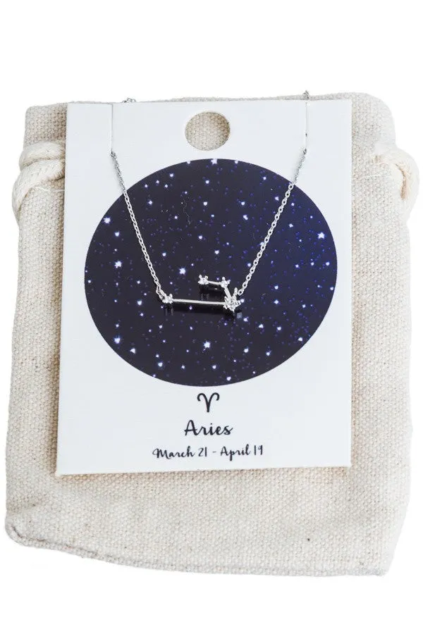 Zodiac Sign Rhodium Necklaces